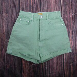 Mother Tune Up Bona Fide Short Cuff Neptune Green Denim Shorts 4762-753 Size 26